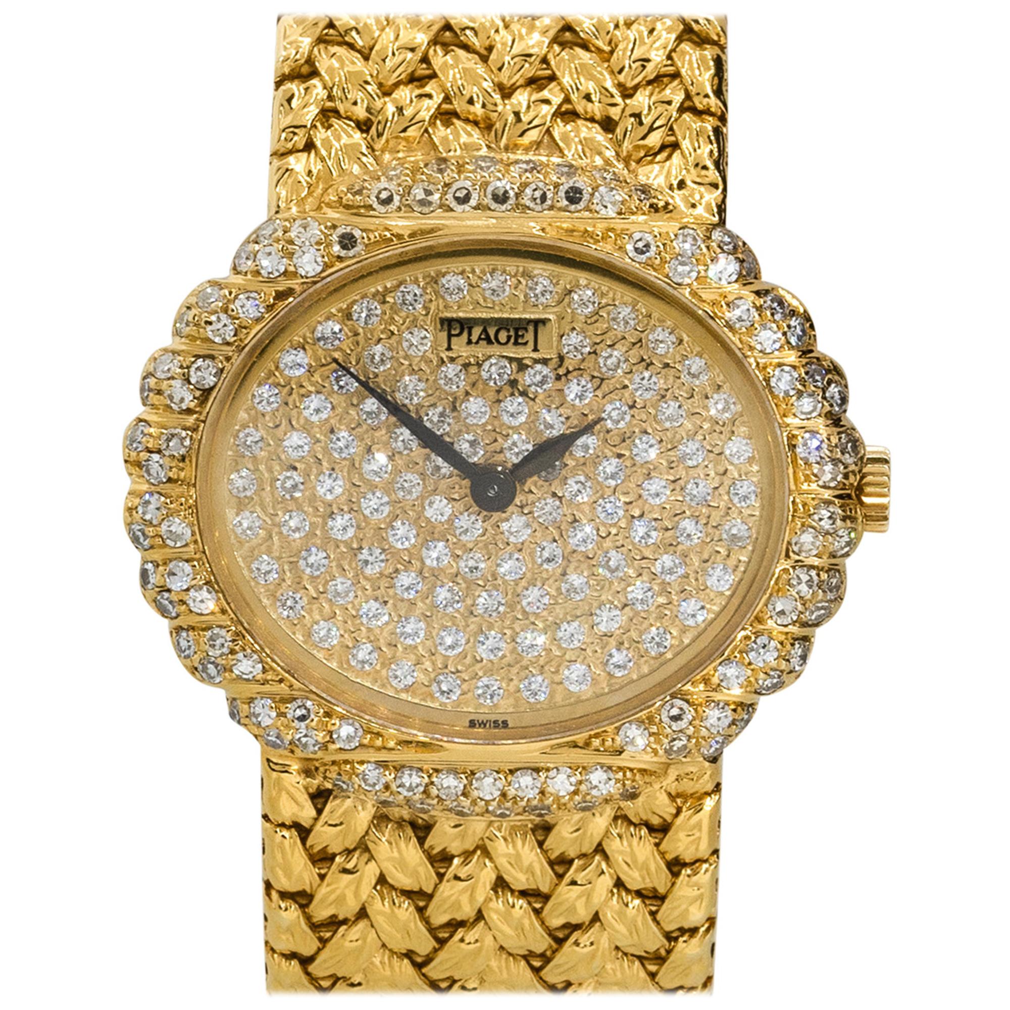 Piaget 98174D2 18k Yellow Gold Diamond Pave Ladies Watch