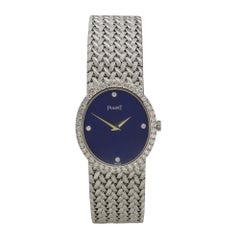 Piaget 9821D3 18k White Gold Lapis Diamond Dial Ladies Watch