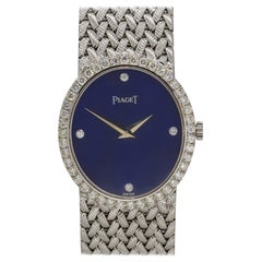 Piaget 9821D3 18k White Gold Lapis Diamond Dial Ladies Watch