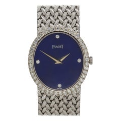 Piaget 9821D3 18k White Gold Lapis Diamond Dial Ladies Watch