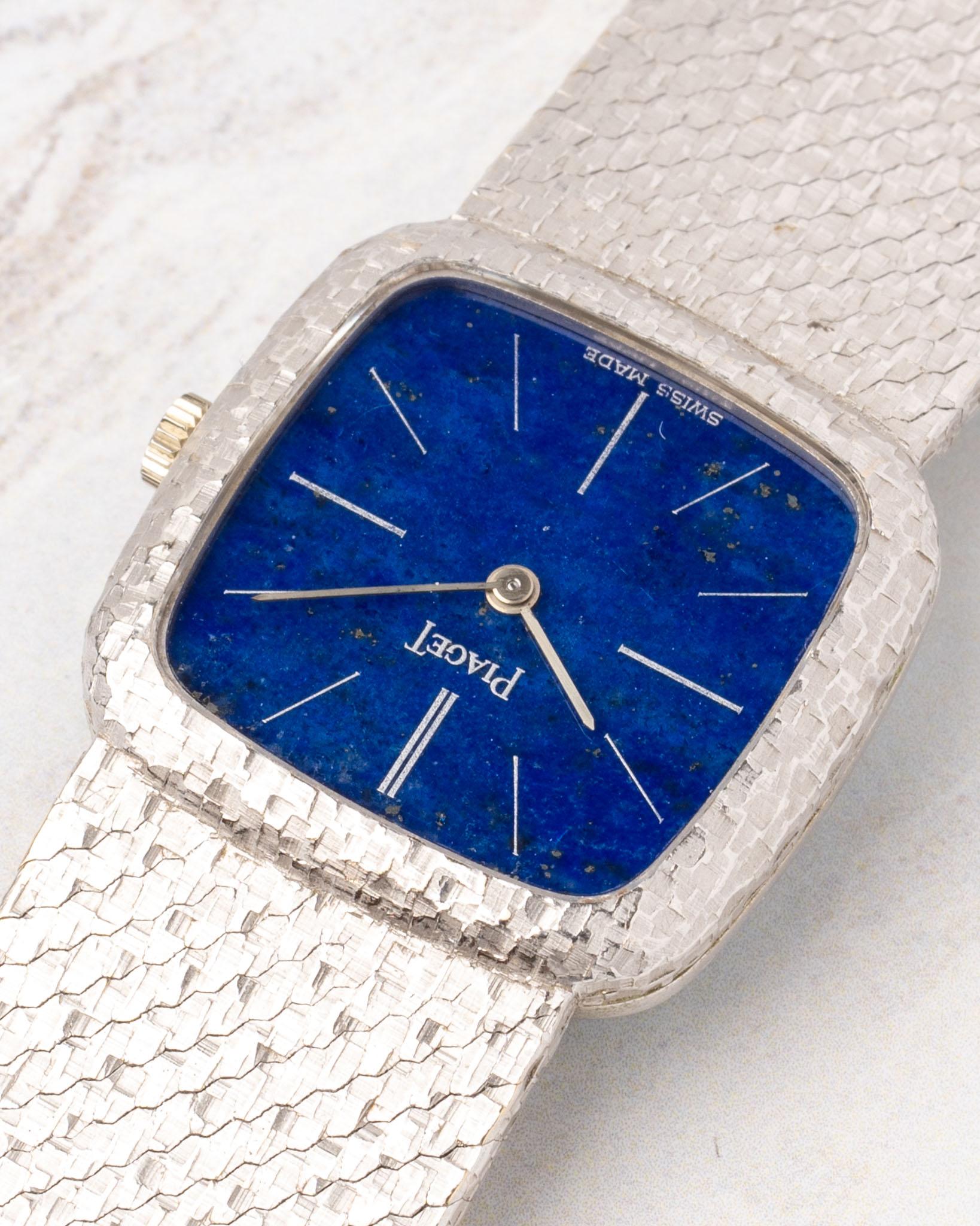 Piaget 9902 B56 Lapis Lazuli Dial 18k WG 1983 Full Set For Sale 9