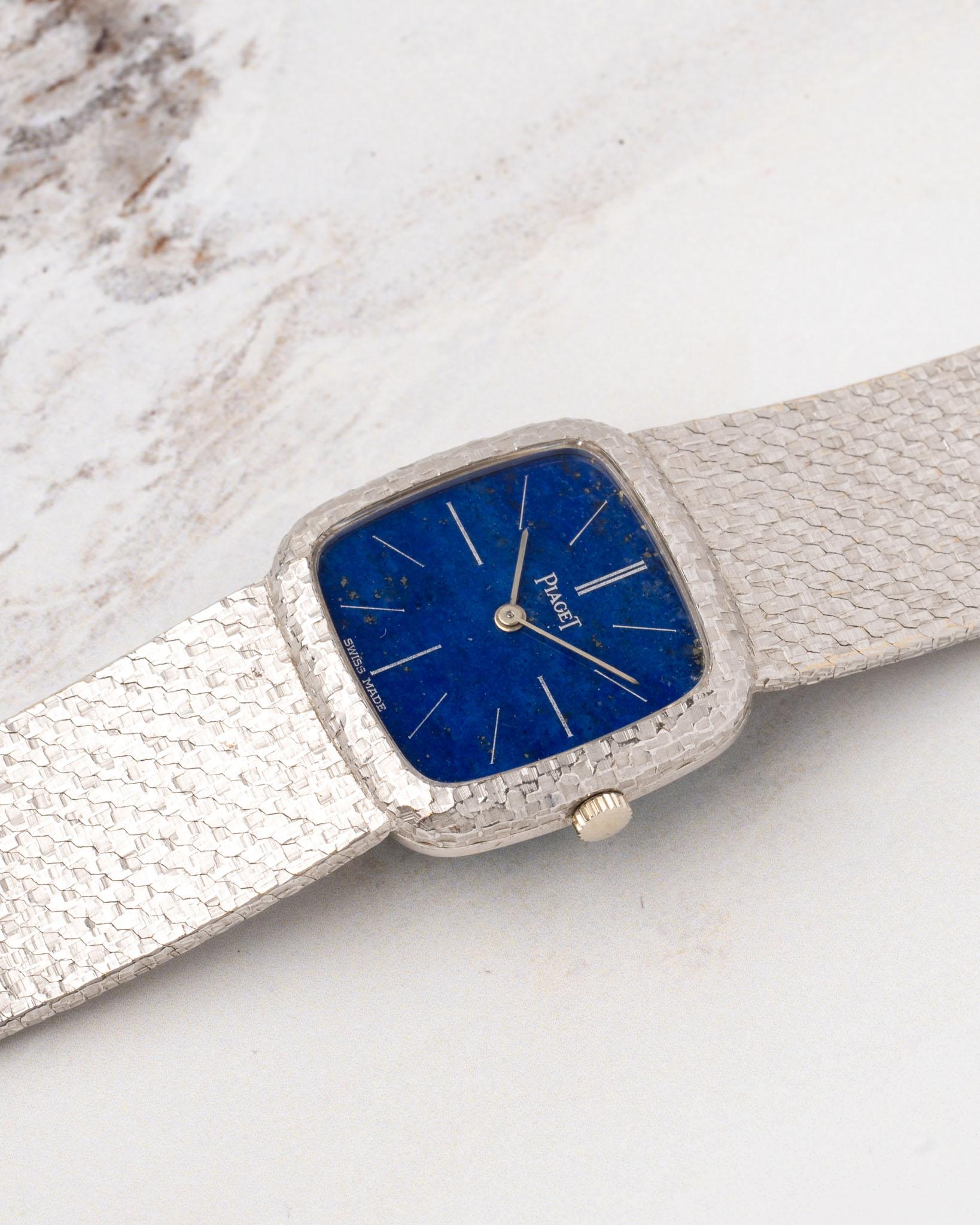 Piaget 9902 B56 Lapis Lazuli Dial 18k WG 1983 Full Set For Sale 11