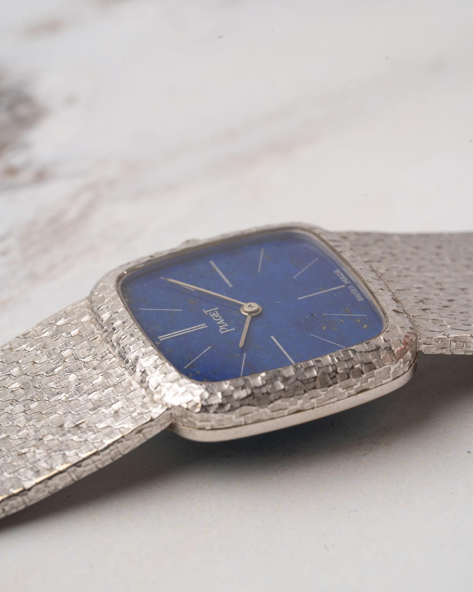 Piaget 9902 B56 Lapis Lazuli Dial 18k WG 1983 Full Set For Sale 14