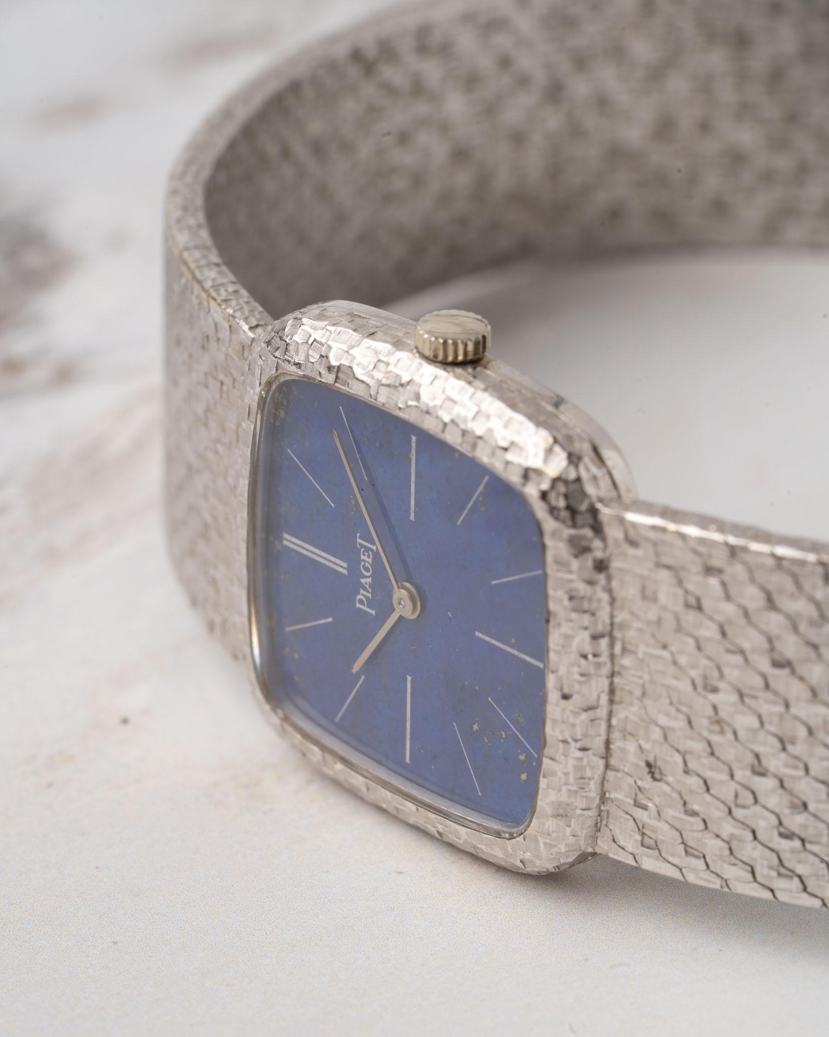 Piaget 9902 B56 Lapis Lazuli Dial 18k WG 1983 Full Set For Sale 15