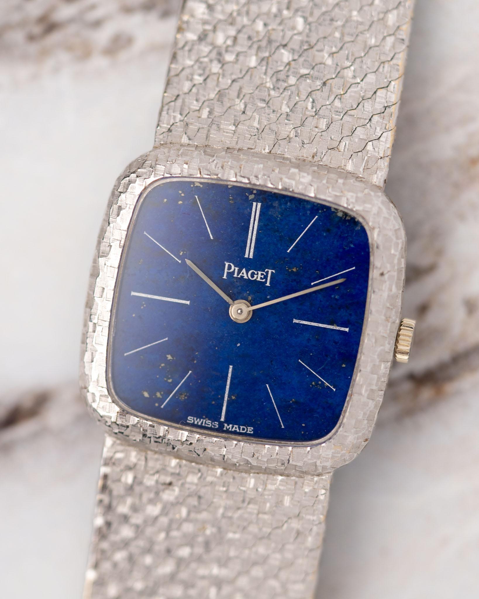Women's Piaget 9902 B56 Lapis Lazuli Dial 18k WG 1983 Full Set For Sale