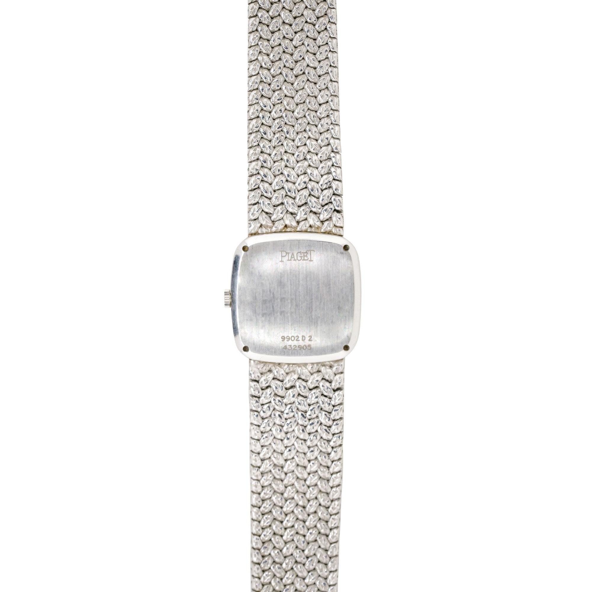 Piaget 9902D2 18k White Gold Diamond Pave Dial Vintage Watch For Sale 2
