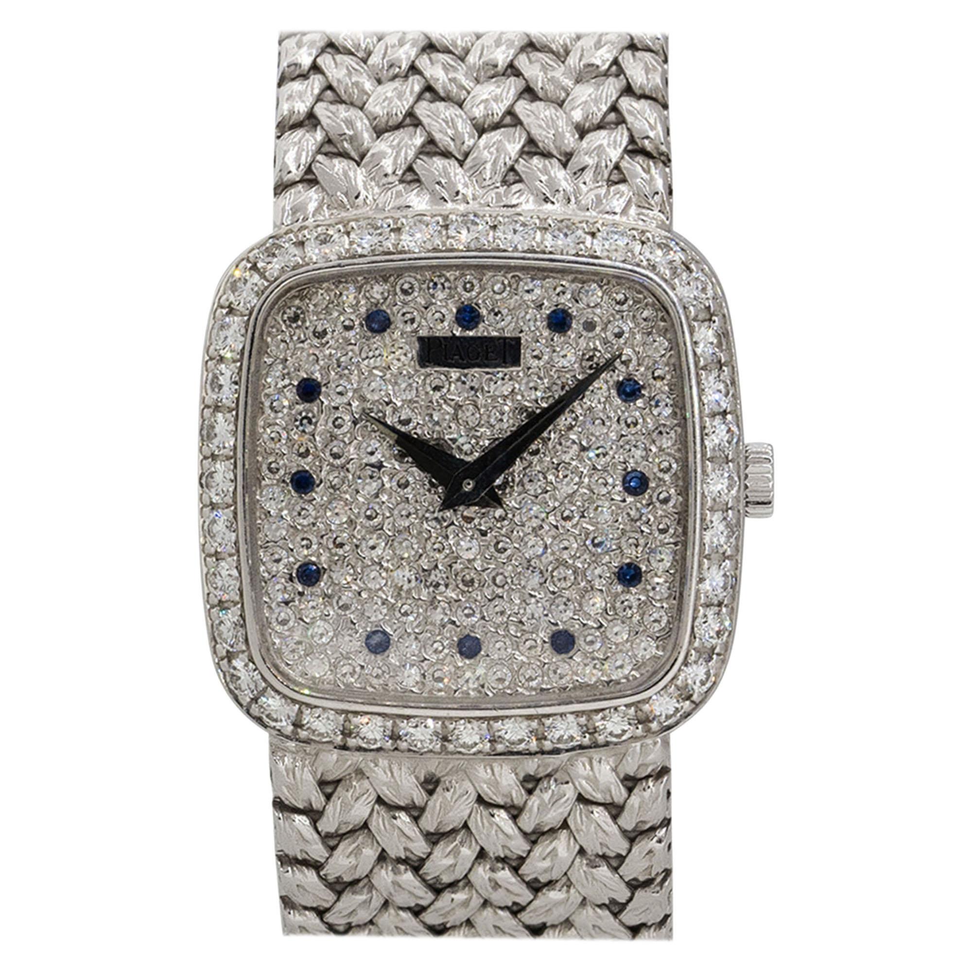 Piaget 9905D2 18k White Gold Diamond & Sapphire Ladies Watch