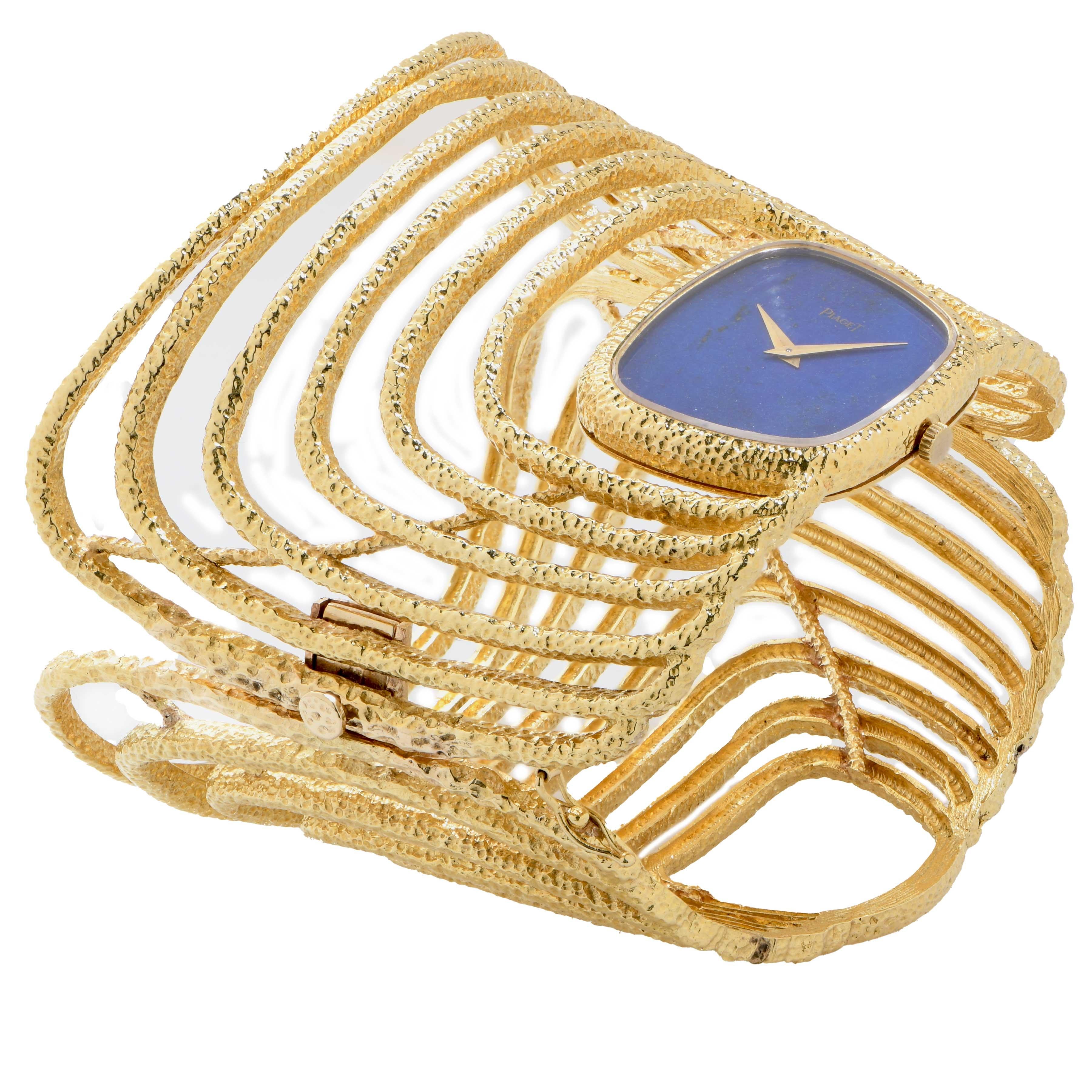 Piaget. Eine sehr seltene Armbanduhr aus 18 Karat Gold und Lapislazuli für Damen oder Herren