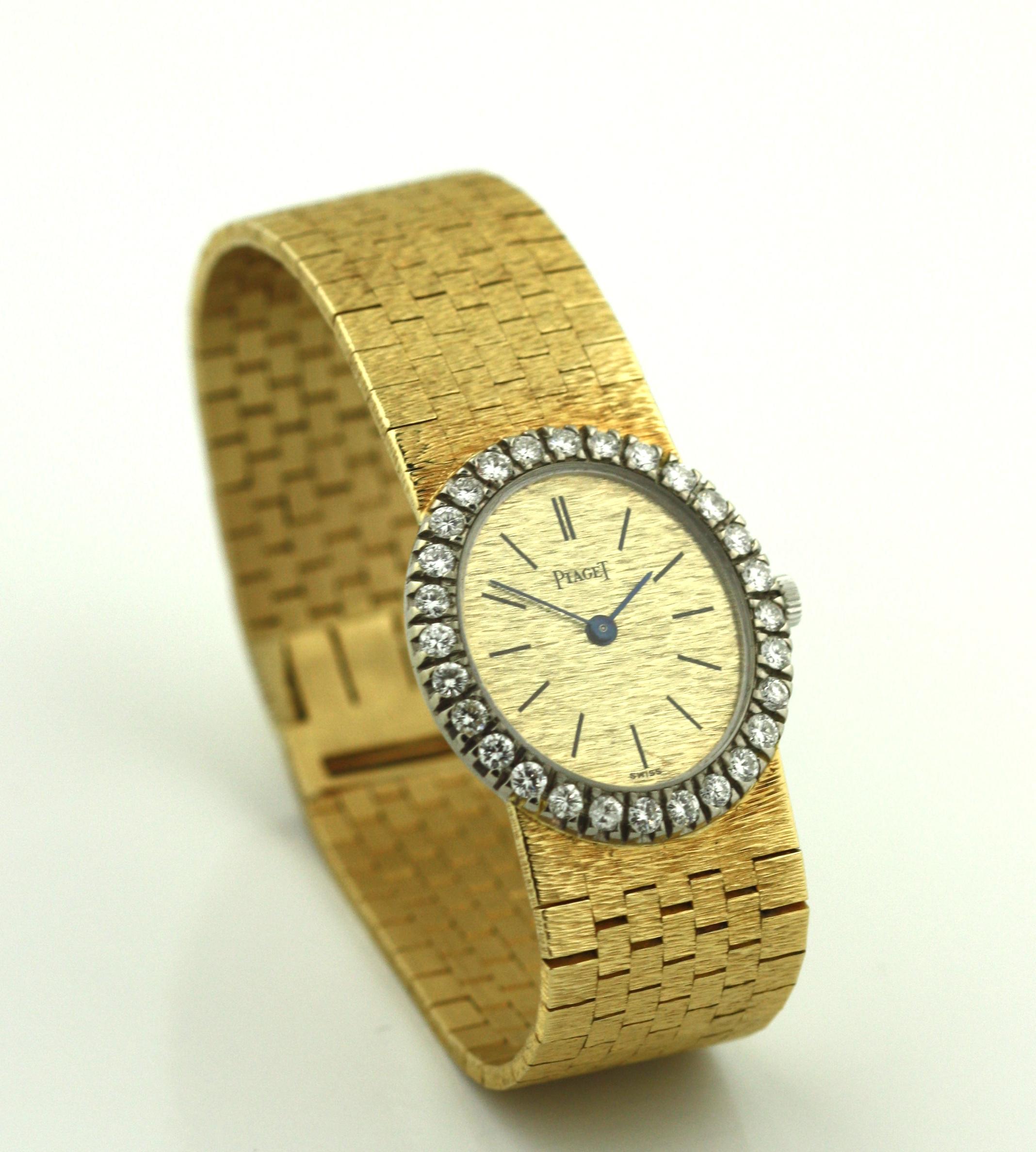 Femenino o masculino Piaget Reloj de pulsera de oro amarillo y engastado con diamantes