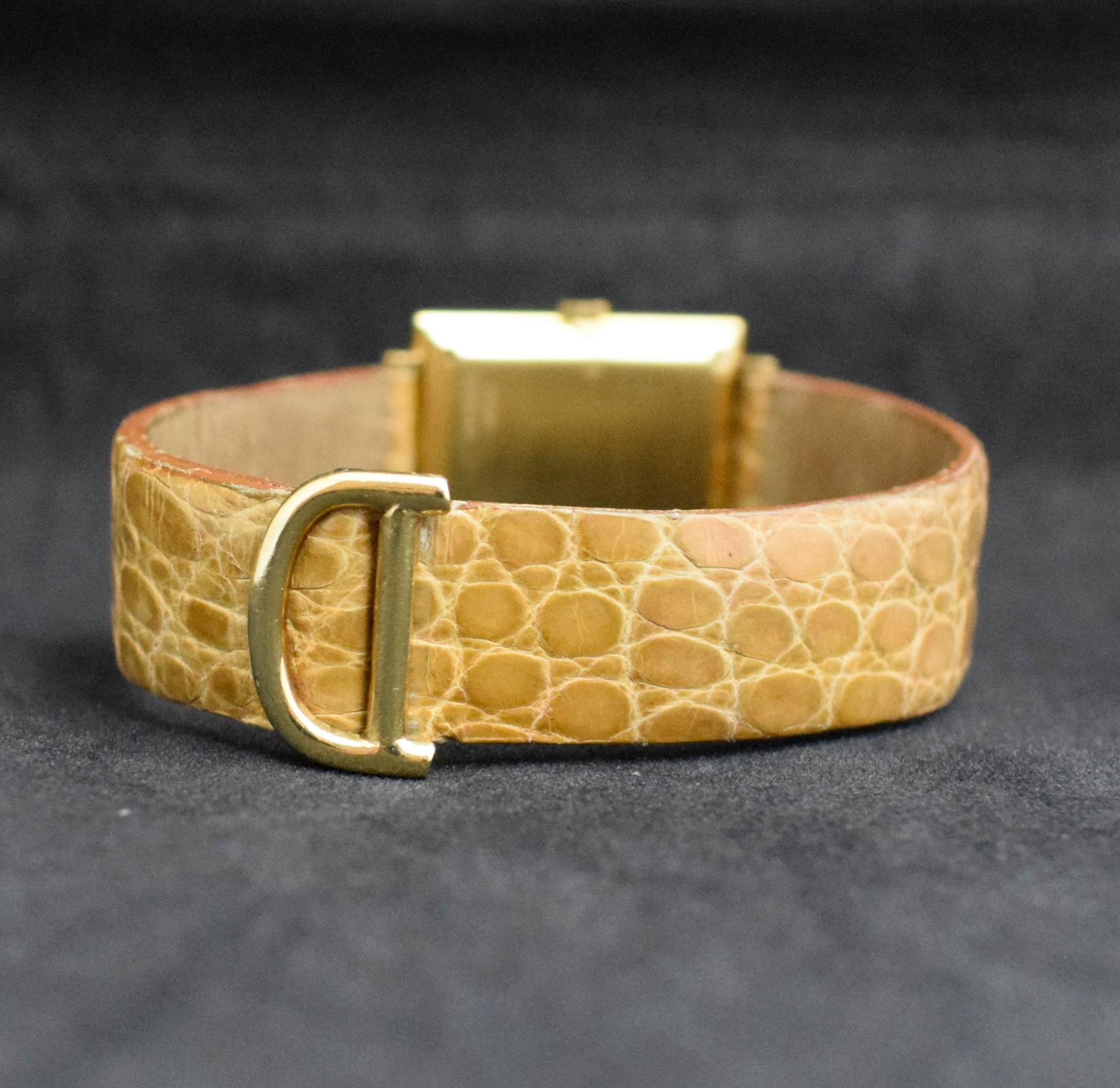 Piaget Altiplano 18K YG Tiger Eye Dial 9200 w/750 Butterfly Buckle, 1970s For Sale 3