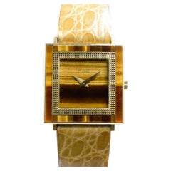 Piaget Altiplano 18K YG Esfera ojo de tigre 9200 c/750 Hebilla mariposa, años 70
