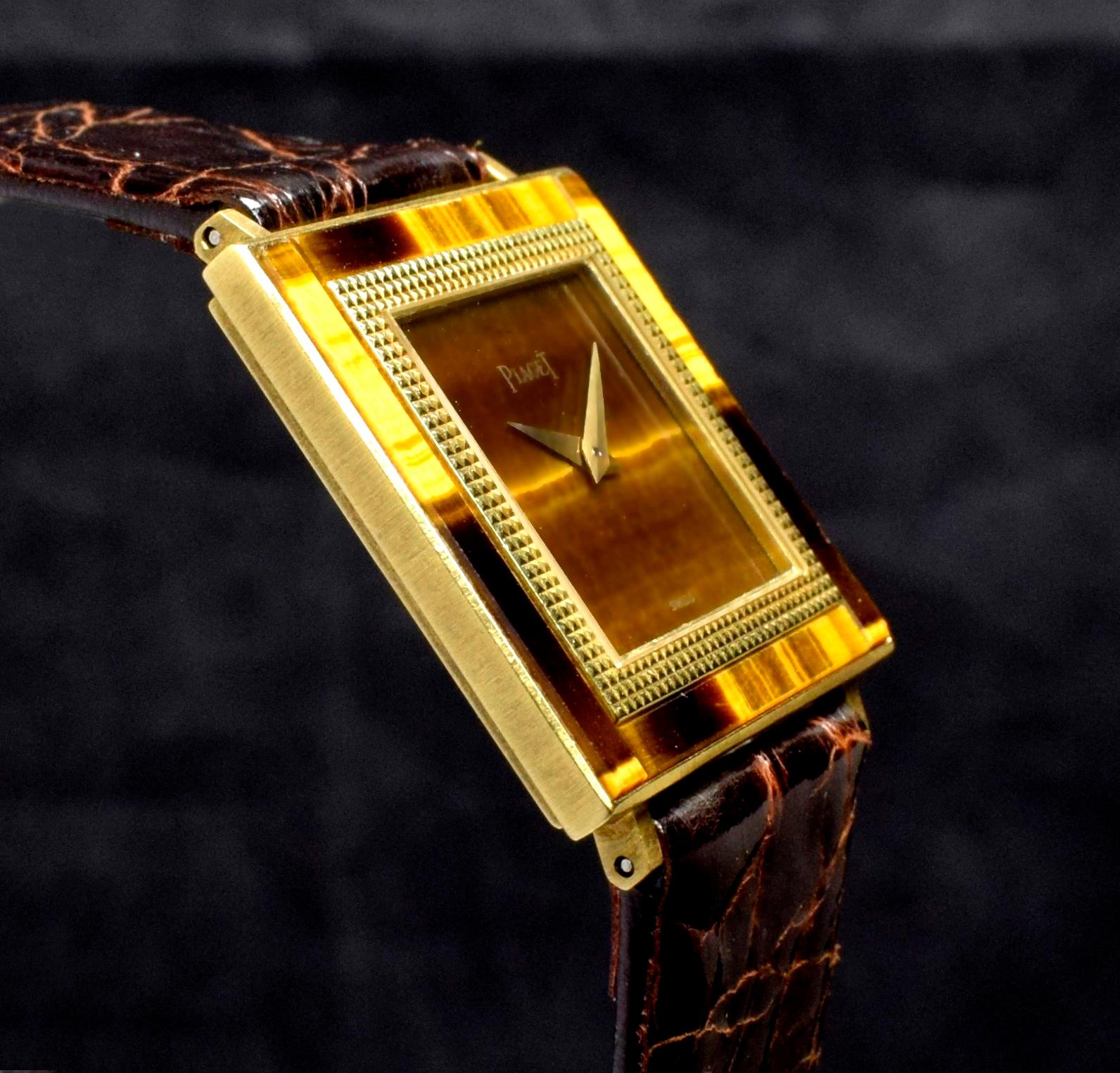 Piaget Altiplano 18K YG Tigerauge Zifferblatt und Lünette Handaufzug 9200, 1970er Jahre für Damen oder Herren