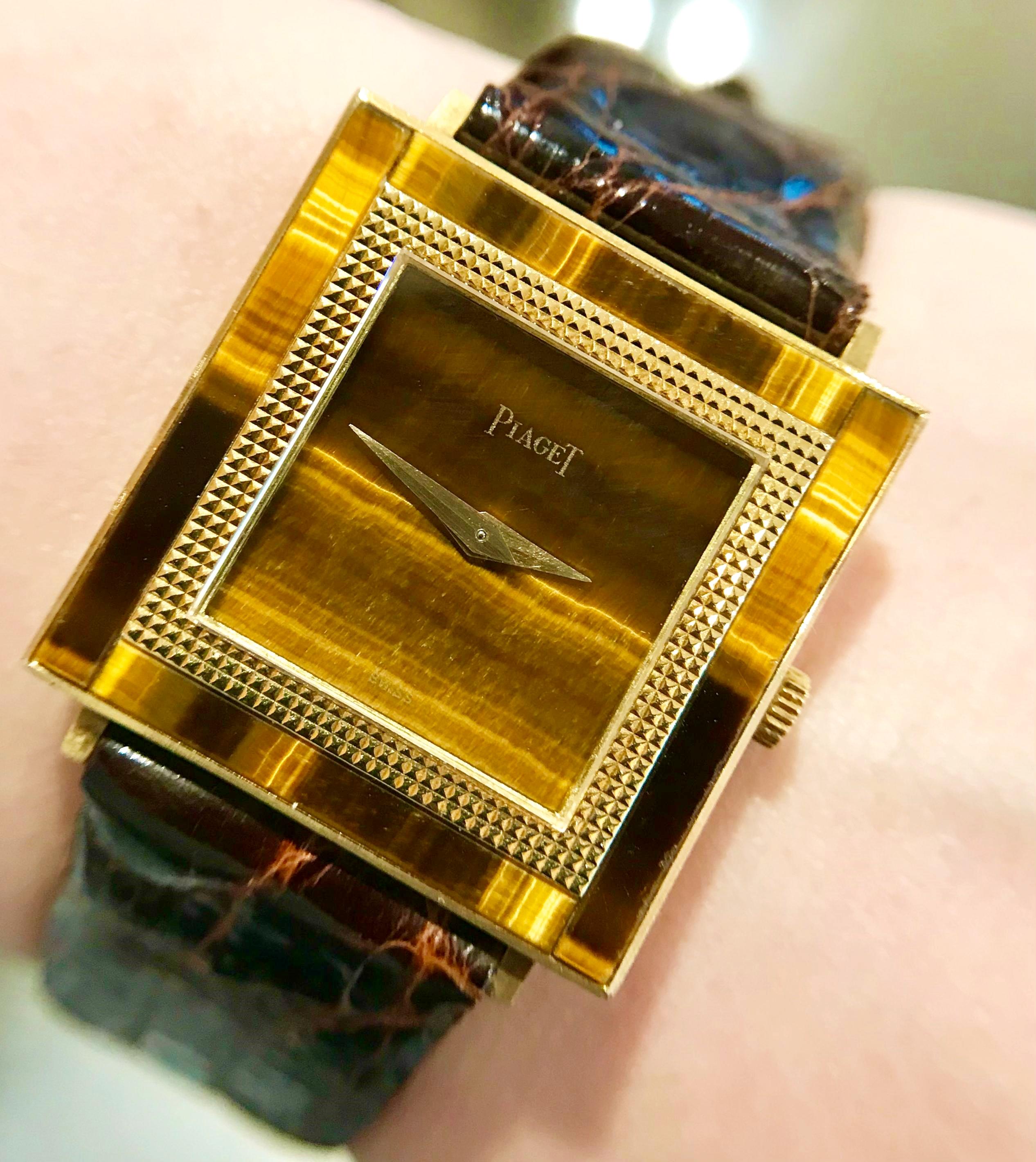 Piaget Altiplano 18K YG Tigerauge Zifferblatt und Lünette Handaufzug 9200, 1970er Jahre 3