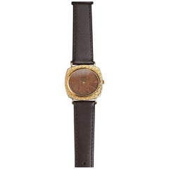 Orologio Piaget automatico con quadrante Wood in oro giallo 18 carati, primi anni '80