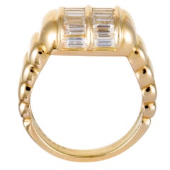 Piaget Baguette Diamond Square Yellow Gold Band Ring