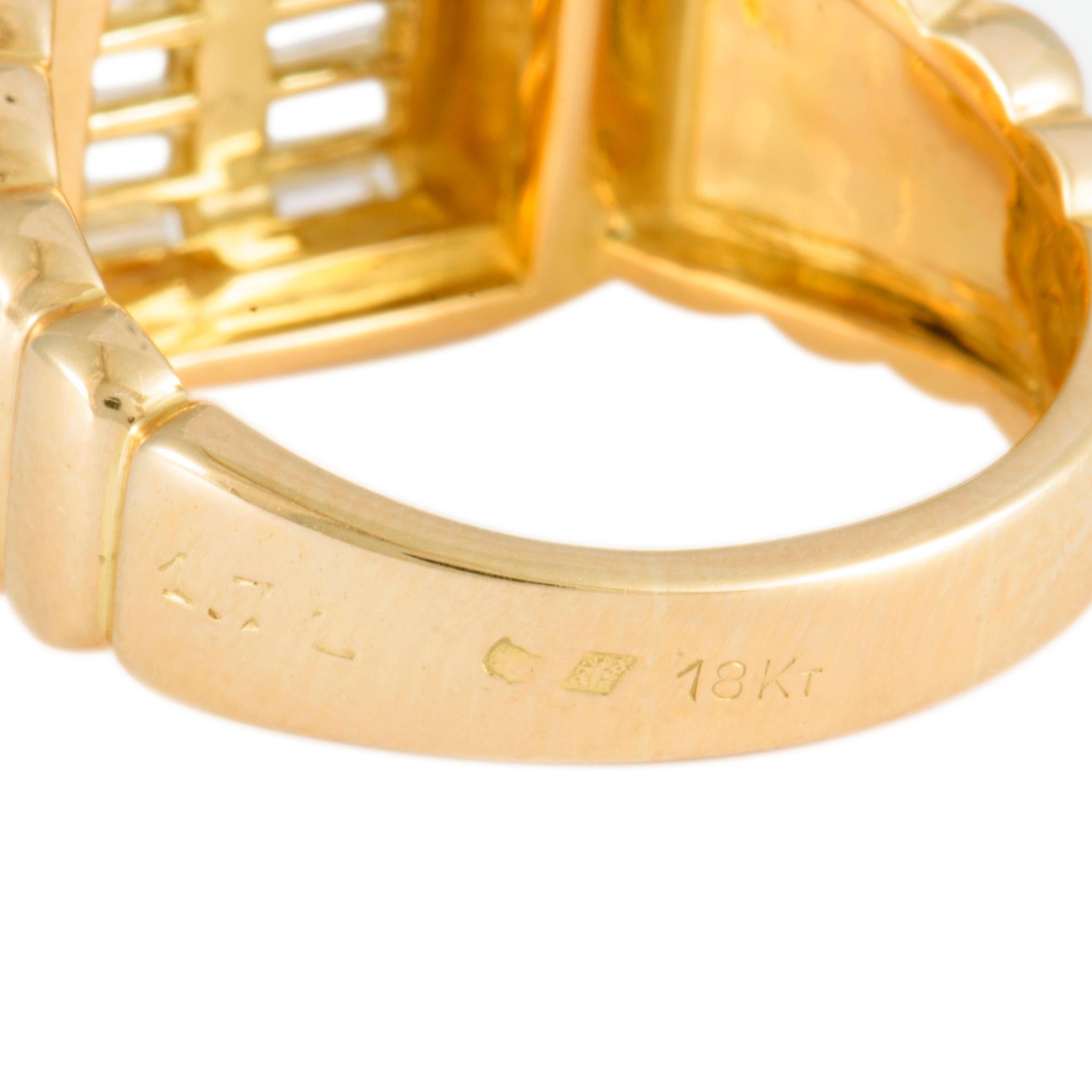 Piaget Baguette Diamond Square Yellow Gold Band Ring 1