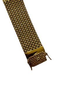 Piaget Black Diamond Dial 18 Karat Yellow Gold Mesh Design Vintage Estate Watch