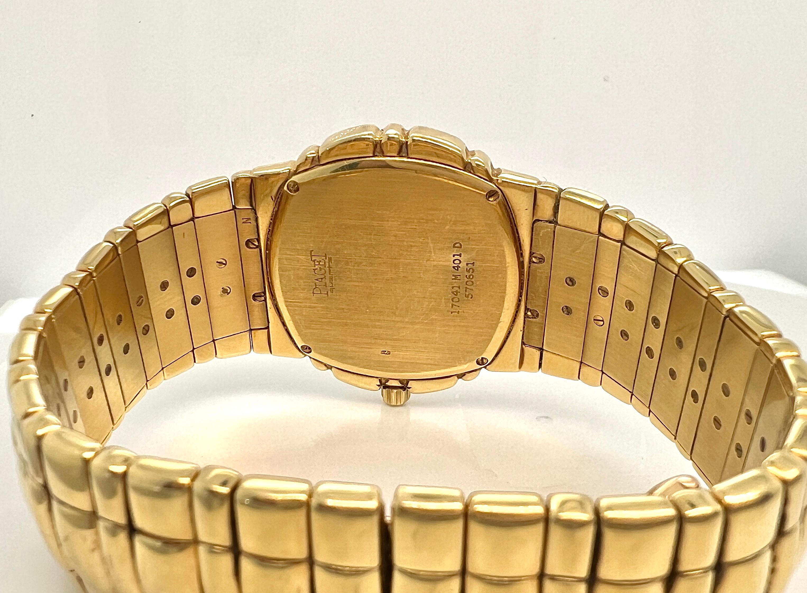 Piaget Black Onyx Diamond 18k Gold Ladies Watch

Piaget in black onyx and natural diamonds. 
Exceptionally well preserved as shown. 
Circa 1970s
Weight: 141.9 grams