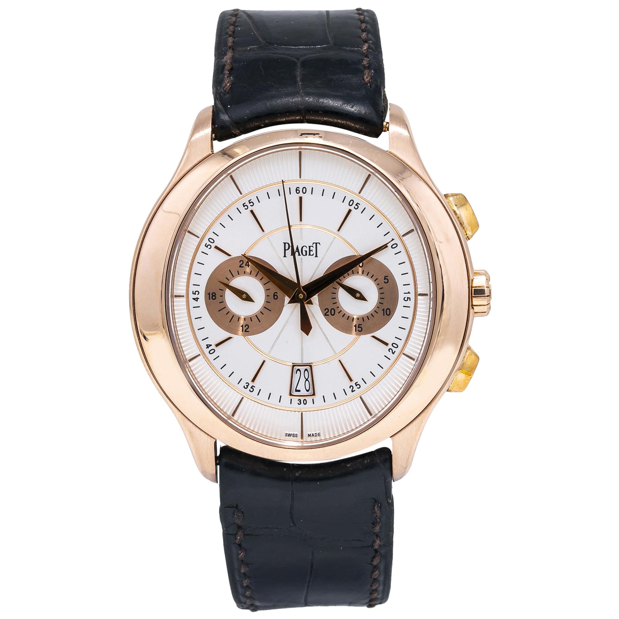 Piaget Black Tie Gouverneur GOA37112 18K Rose Gold Oval Dial Men's Watch 43mm For Sale