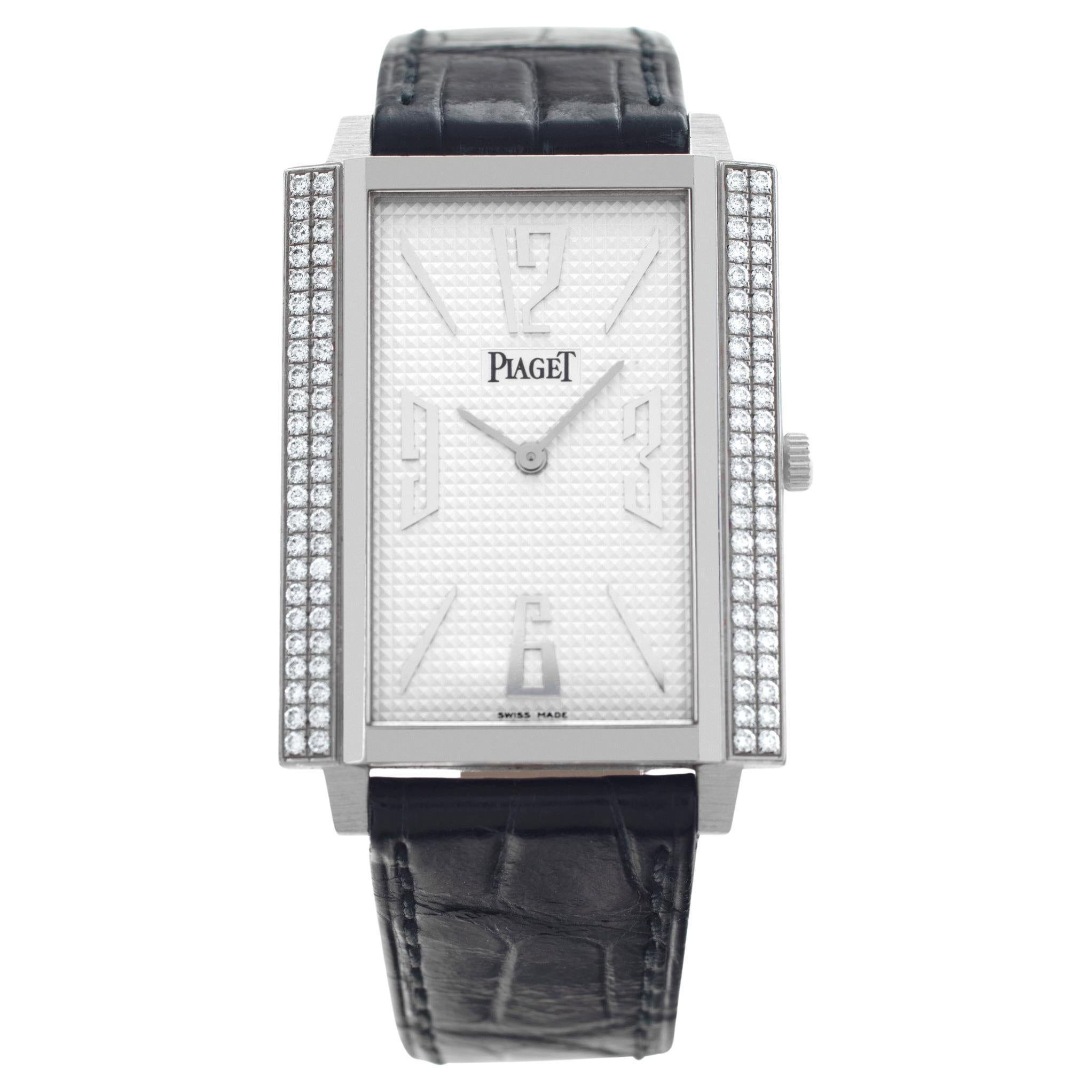 Piaget Schwarze Krawatte P10098 aus Weißgold mit silbernem Zifferblatt 28mm Handuhr