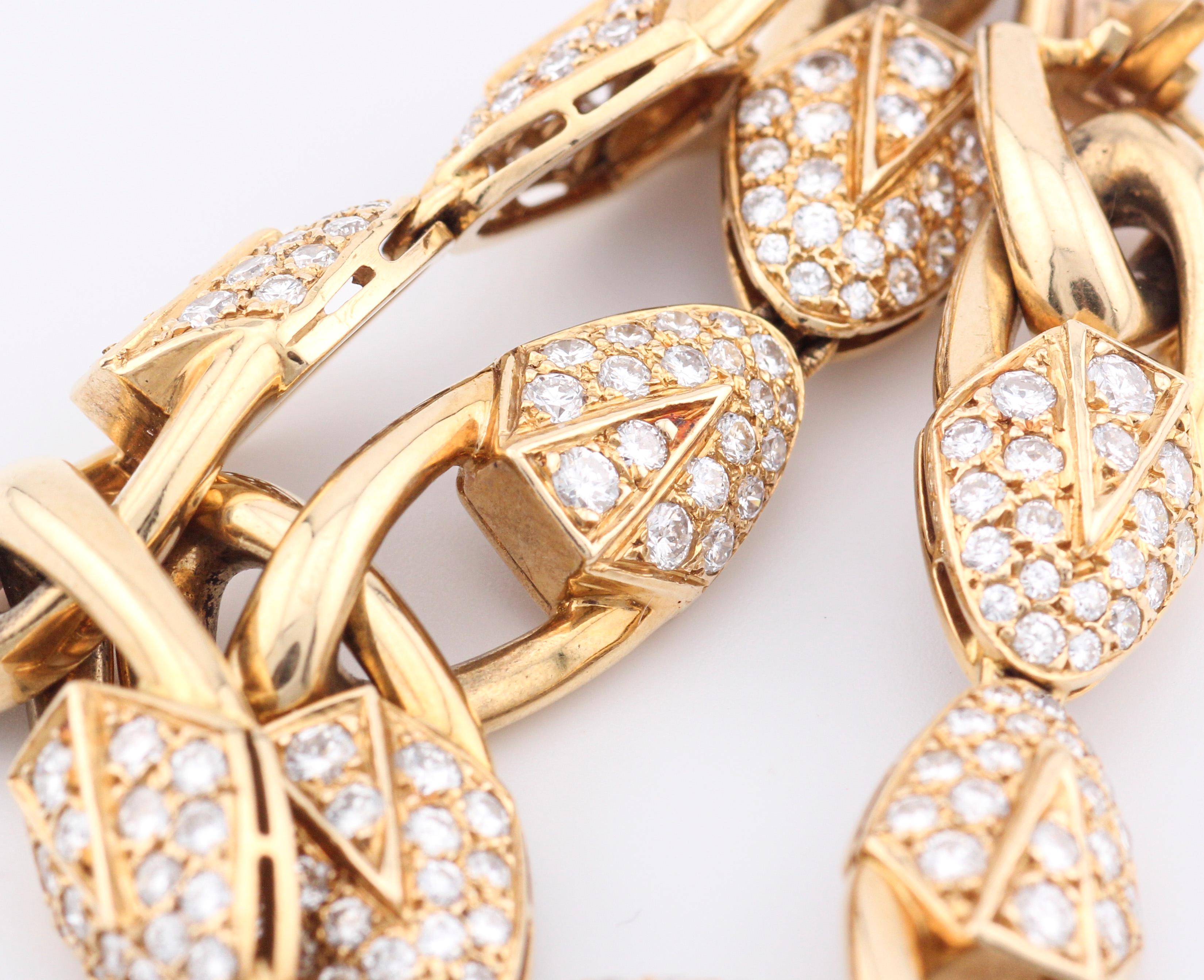 Piaget Brilliant Cut Diamond 18k Yellow Gold Link Bracelet For Sale 7