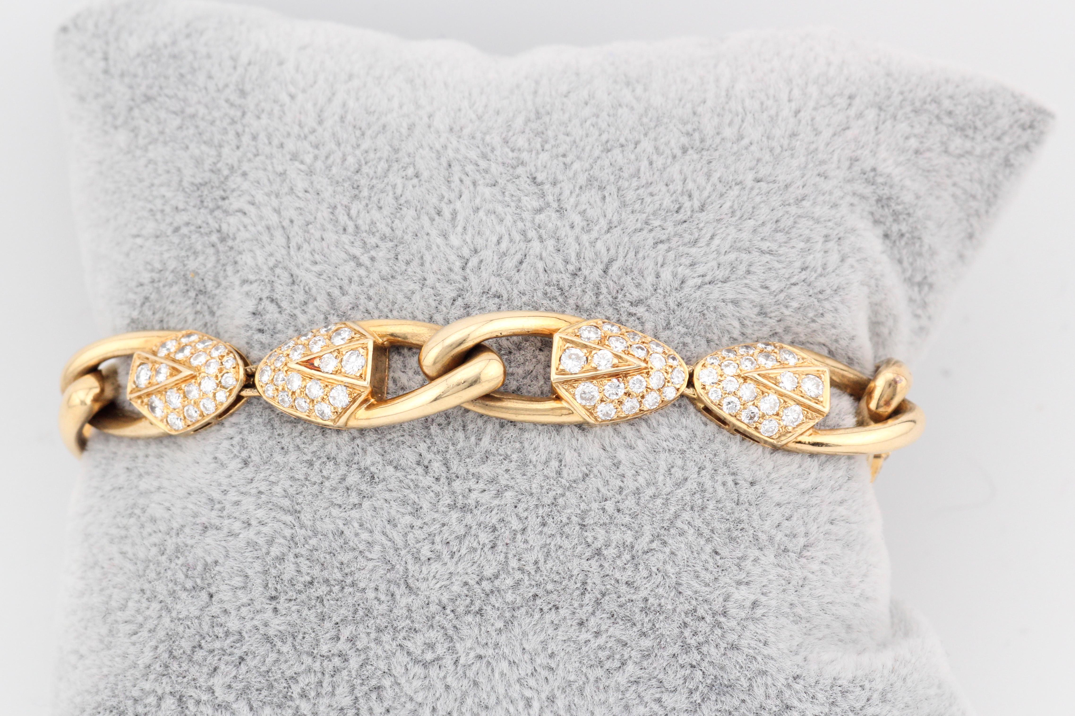 Piaget Brilliant Cut Diamond 18k Yellow Gold Link Bracelet For Sale 2