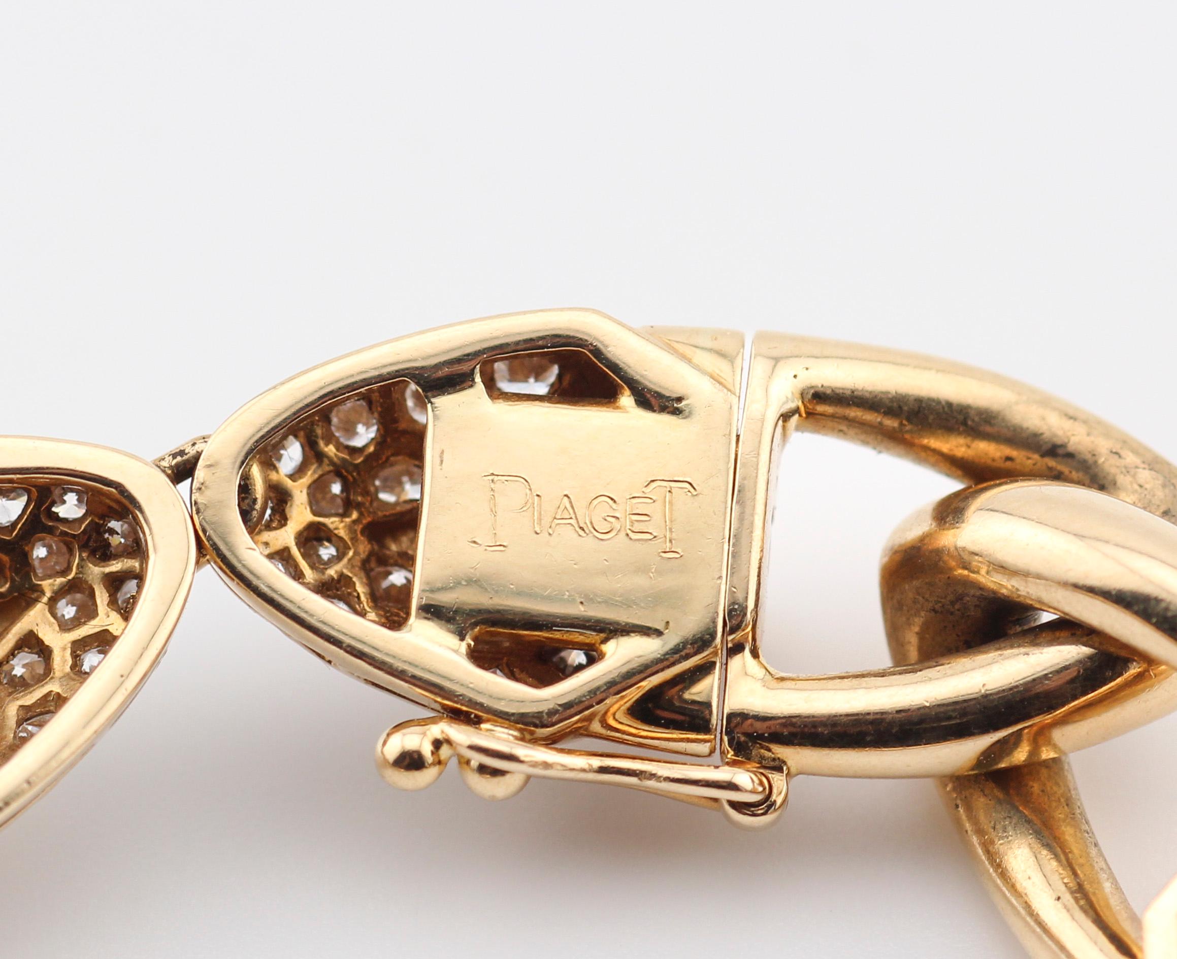 Piaget Brilliant Cut Diamond 18k Yellow Gold Link Bracelet For Sale 4