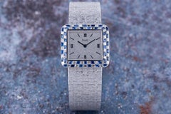 Piaget C1970's  Sapphire & Diamond Bezel  18k White Gold  REF. 9366A6  30mm