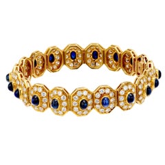 Piaget Cabochon Saphir-Diamant-Armband aus 18 Karat Gelbgold