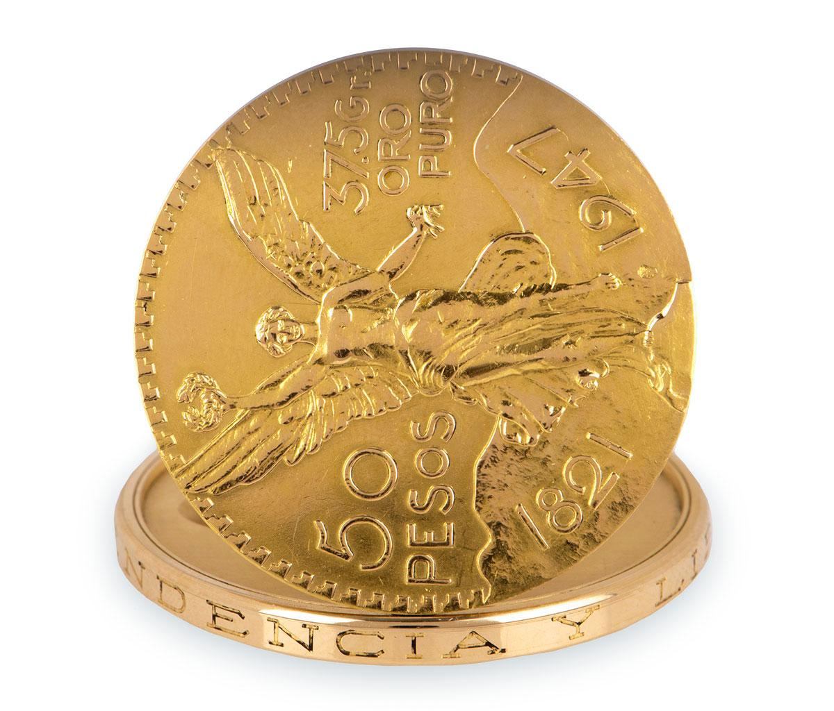 Piaget Centenario 50 Pesos Münze Herrenuhr 18 Karat Gelbgold Rose Zifferblatt 2
