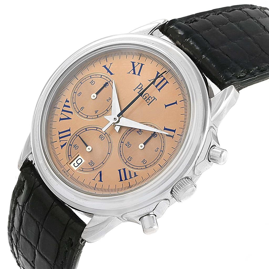 Piaget Chronograph Gouverneur Platinum Salmon Dial Men's Watch 12978 For Sale 5