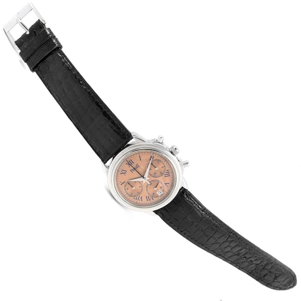 Piaget Chronograph Gouverneur Platinum Salmon Dial Men's Watch 12978 For Sale 3