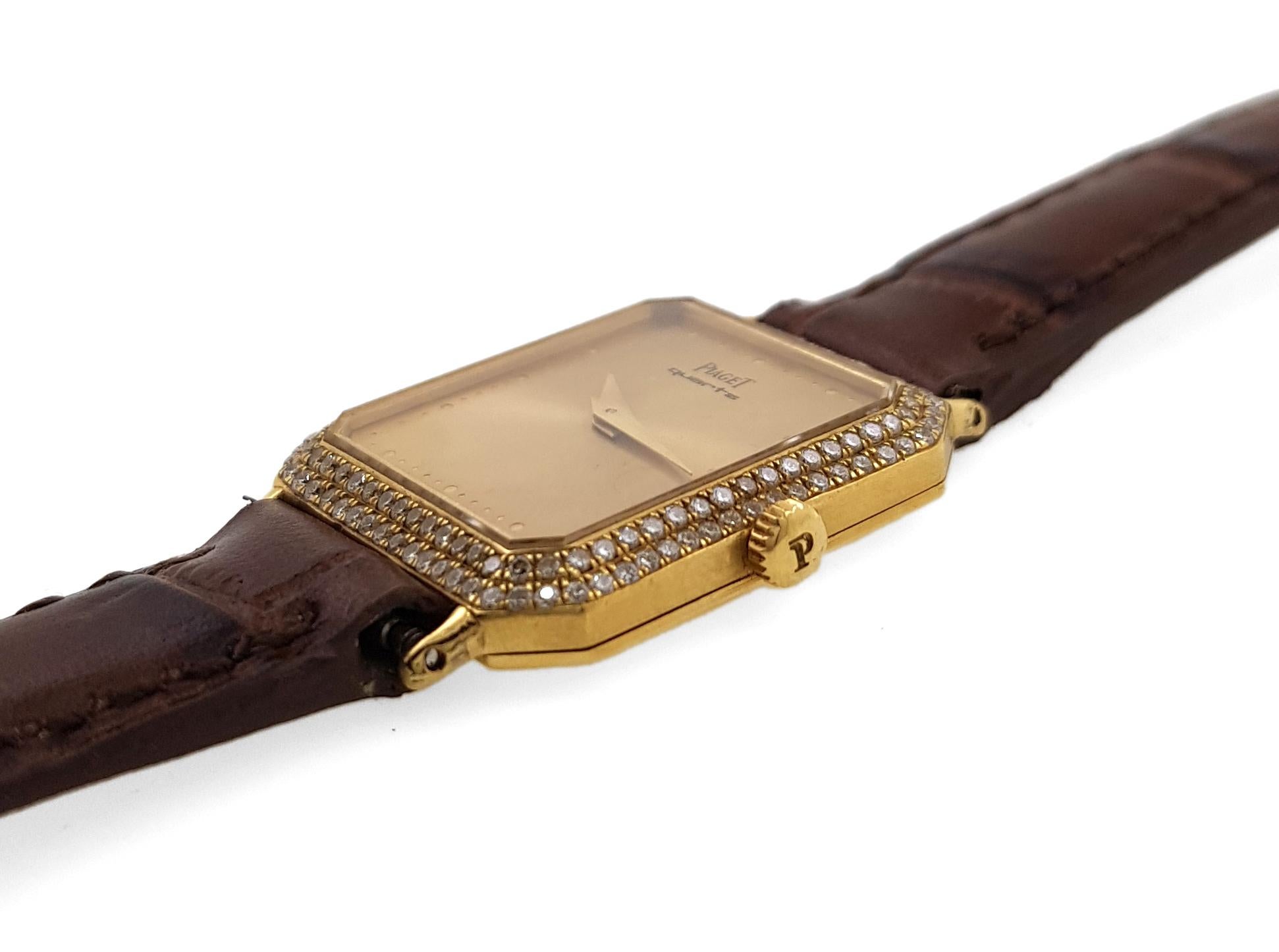 Piaget Classic Cocktail 18k 750 Factory Set Diamonds Solid Gold Watch Ref 8148 For Sale 5