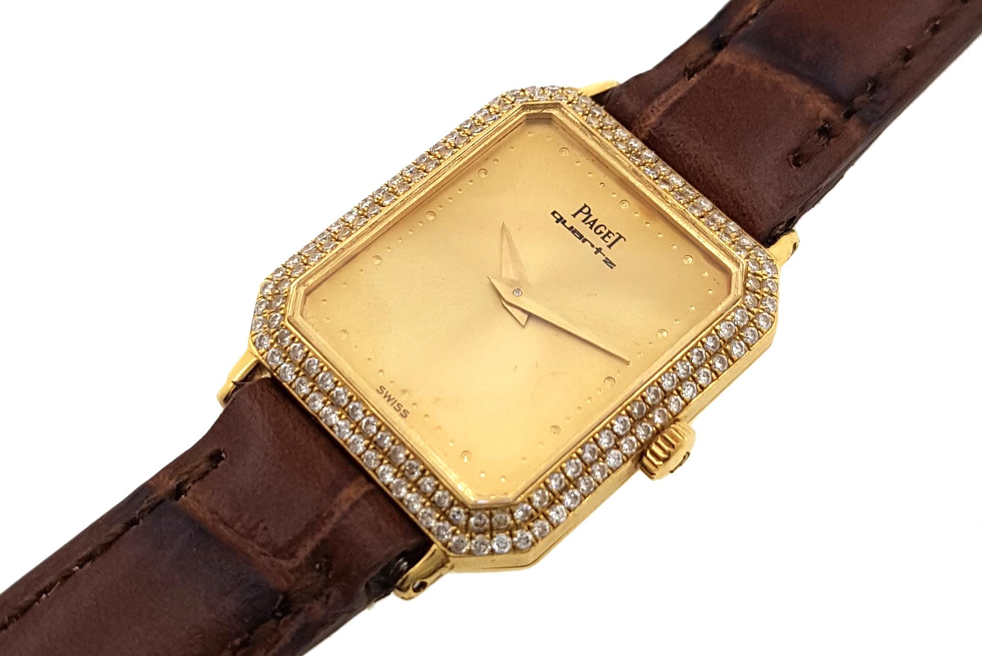 Montre en or massif Piaget Classic Cocktail 18k 750 Factory Set Diamonds Ref 8148 Pour femmes en vente