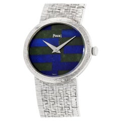 PIAGET Classic Mechanical Lapis Jade Dial 18 Karat White Gold Ladies Watch