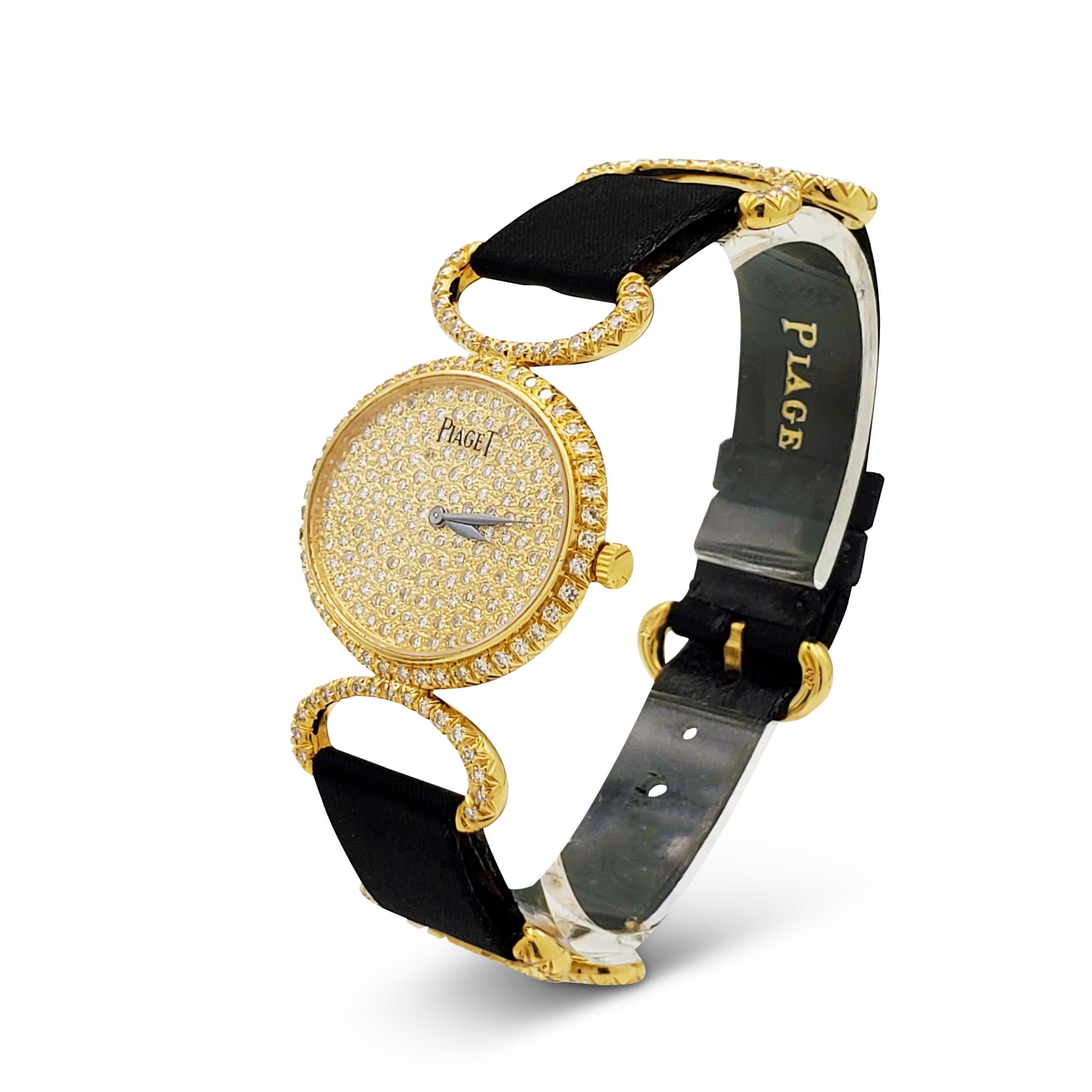 Round Cut Piaget Classic Yellow Gold Diamond Vintage Ladies Watch