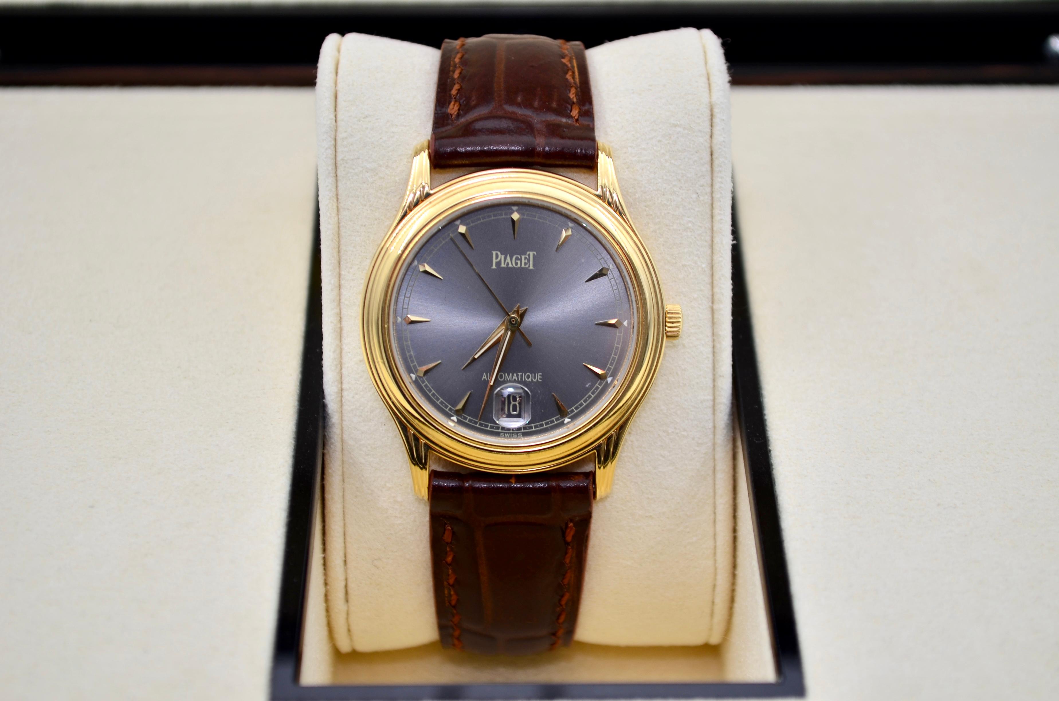 Piaget Classique 33mm 18K Gelbgold Graues Zifferblatt Automatik Ref: 24022 für Damen oder Herren