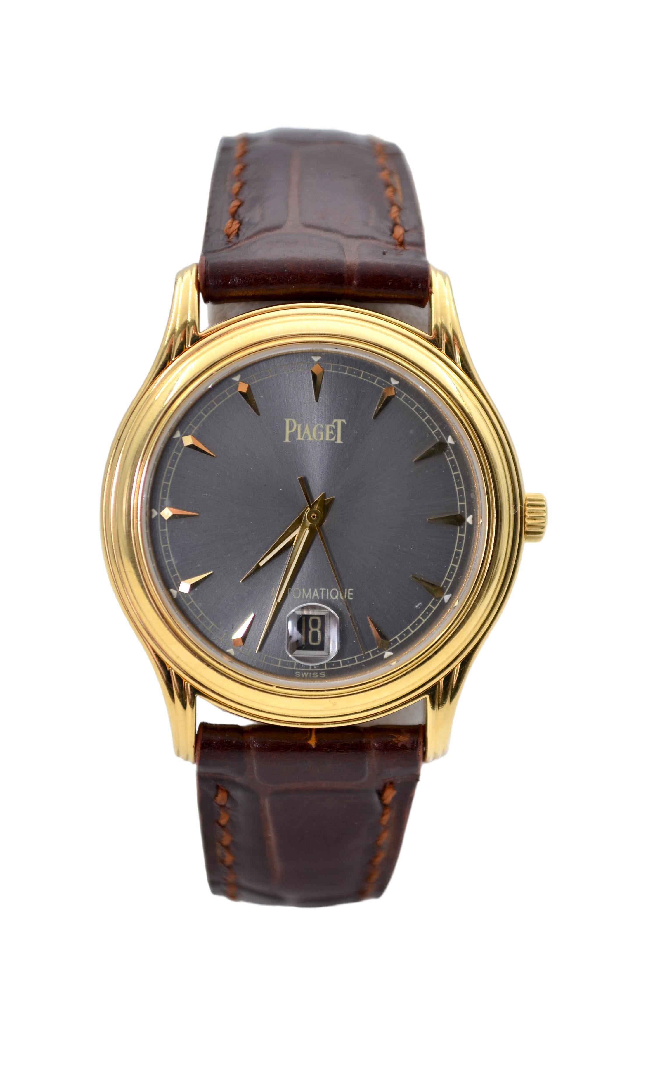 Piaget Classique 33mm 18K Gelbgold Graues Zifferblatt Automatik Ref: 24022 2