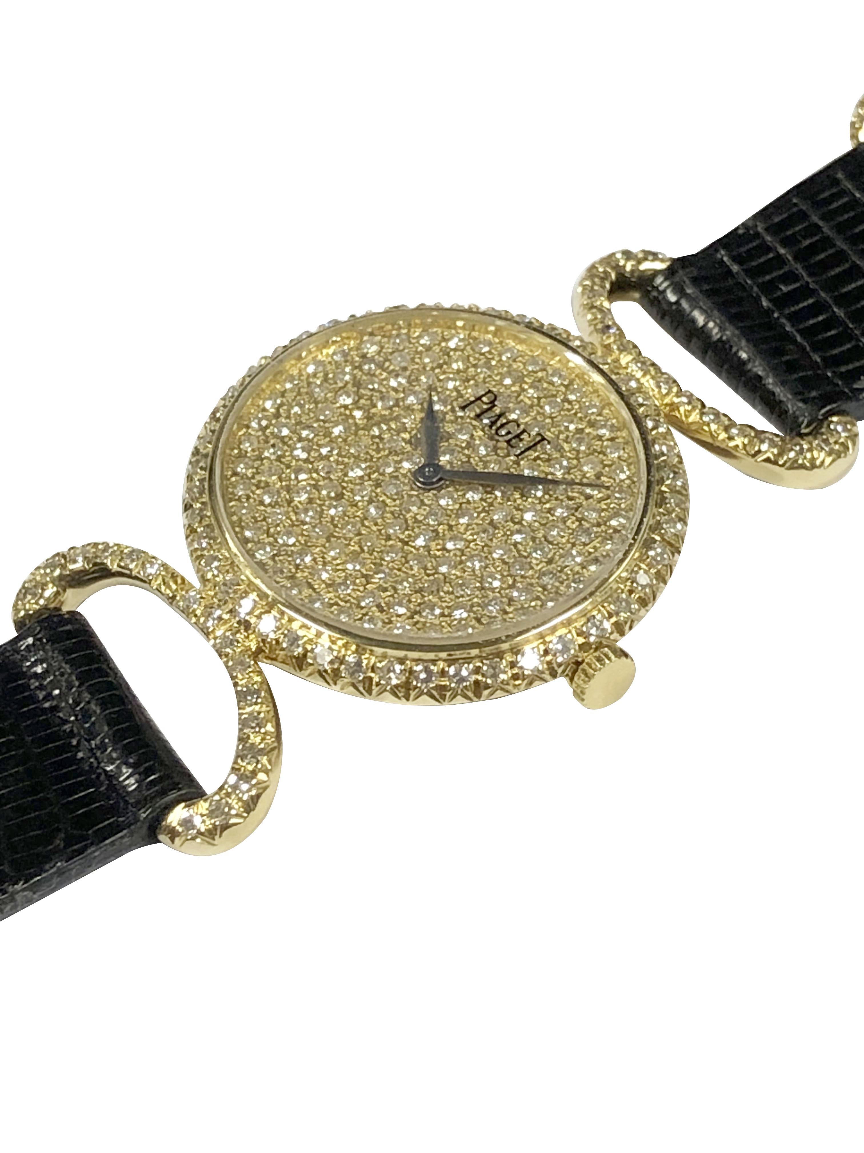 Piaget Classique Damen Gelbgold und Diamantbesatz Armbanduhr im Zustand „Hervorragend“ in Chicago, IL