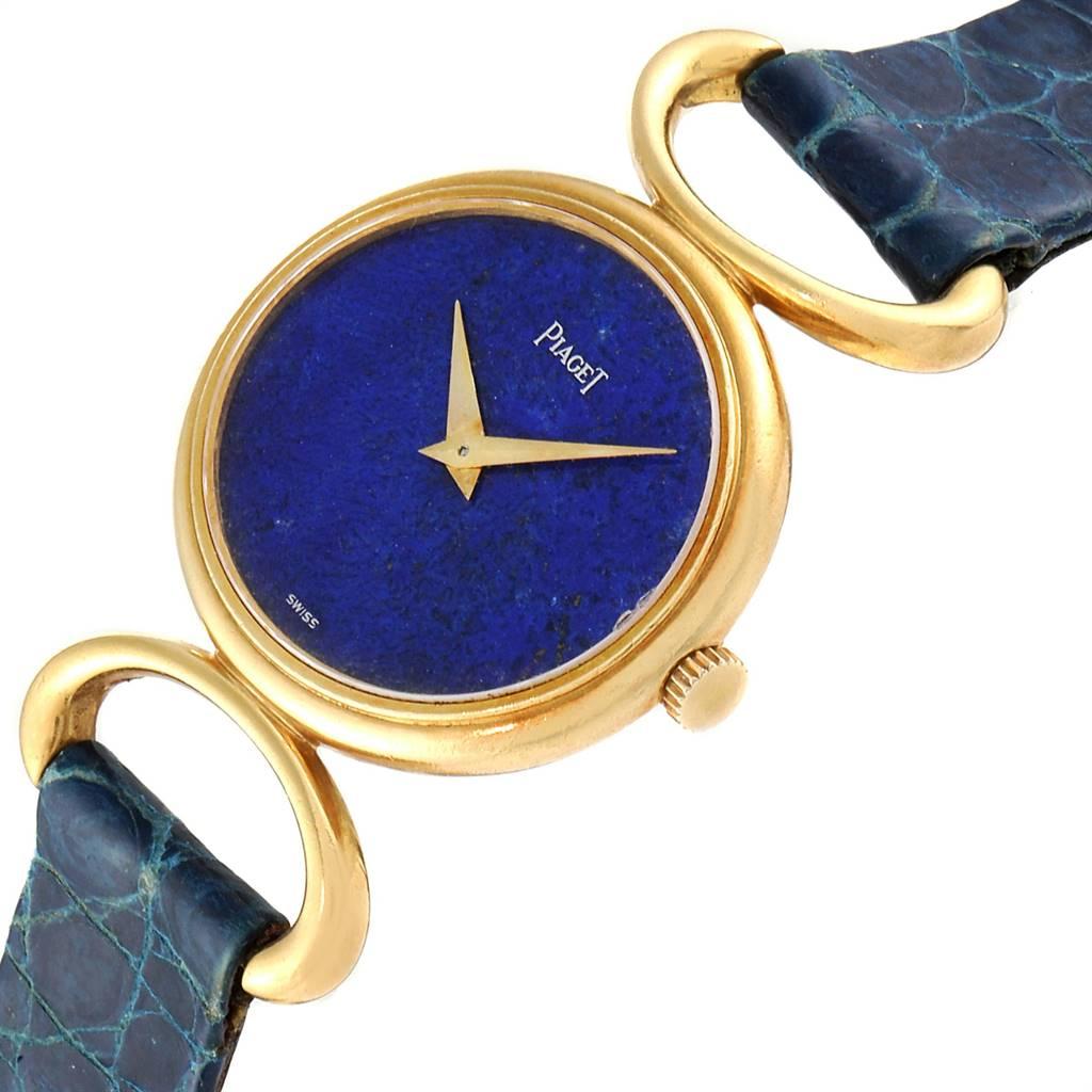 Women's Piaget Classique Yellow Gold Lapis Dial Vintage Ladies Watch 9451