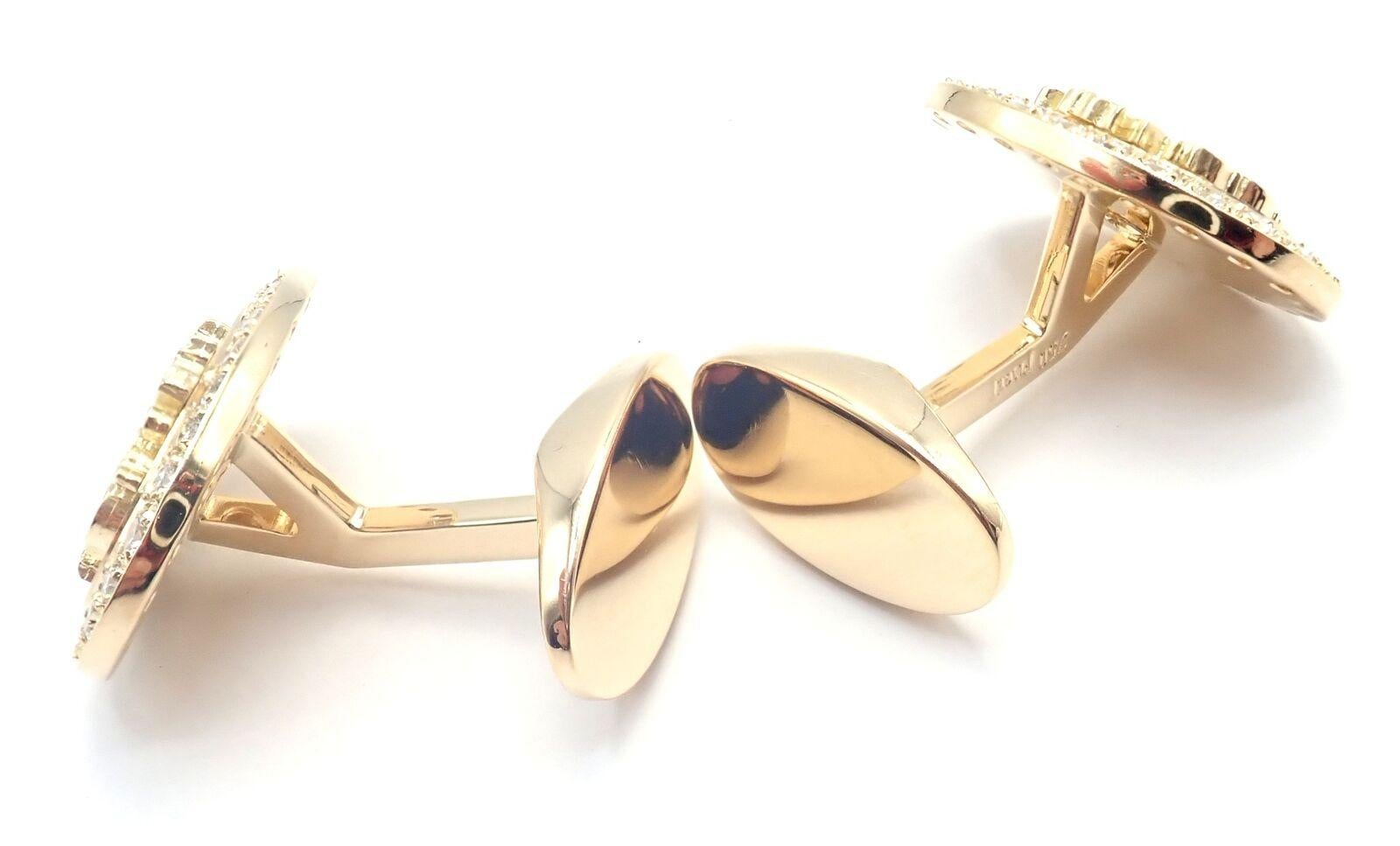 Women's or Men's Piaget Coat Of Arms Diamond Yellow Gold Cufflinks For Sale