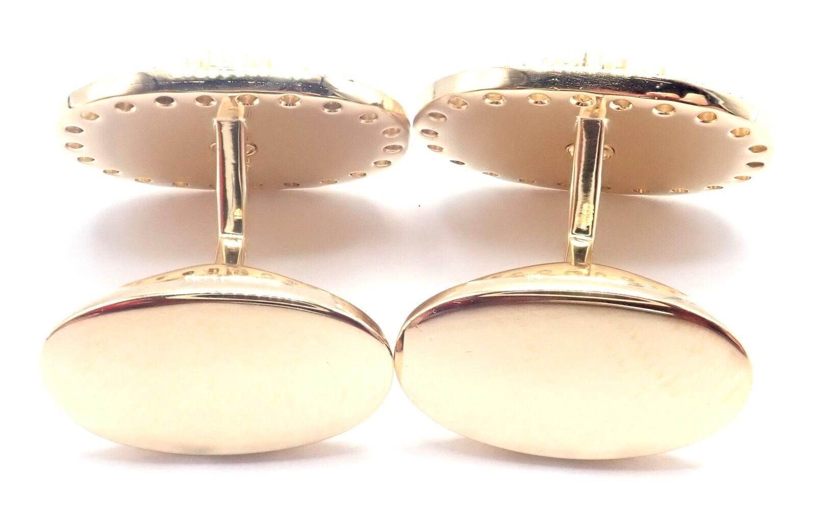Piaget Coat Of Arms Diamond Yellow Gold Cufflinks For Sale 1
