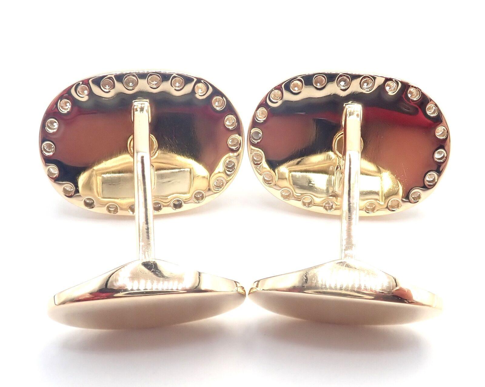 Piaget Coat Of Arms Diamond Yellow Gold Cufflinks For Sale 2