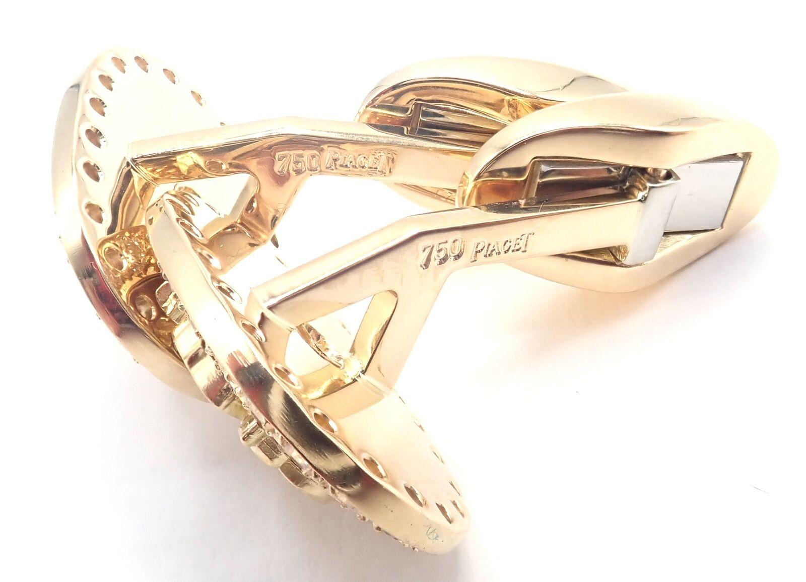 Piaget Coat Of Arms Diamond Yellow Gold Cufflinks For Sale 4