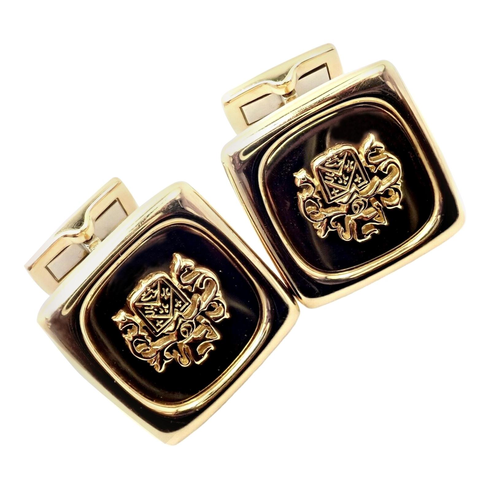 Piaget Coat of Arms Yellow Gold Cufflinks For Sale
