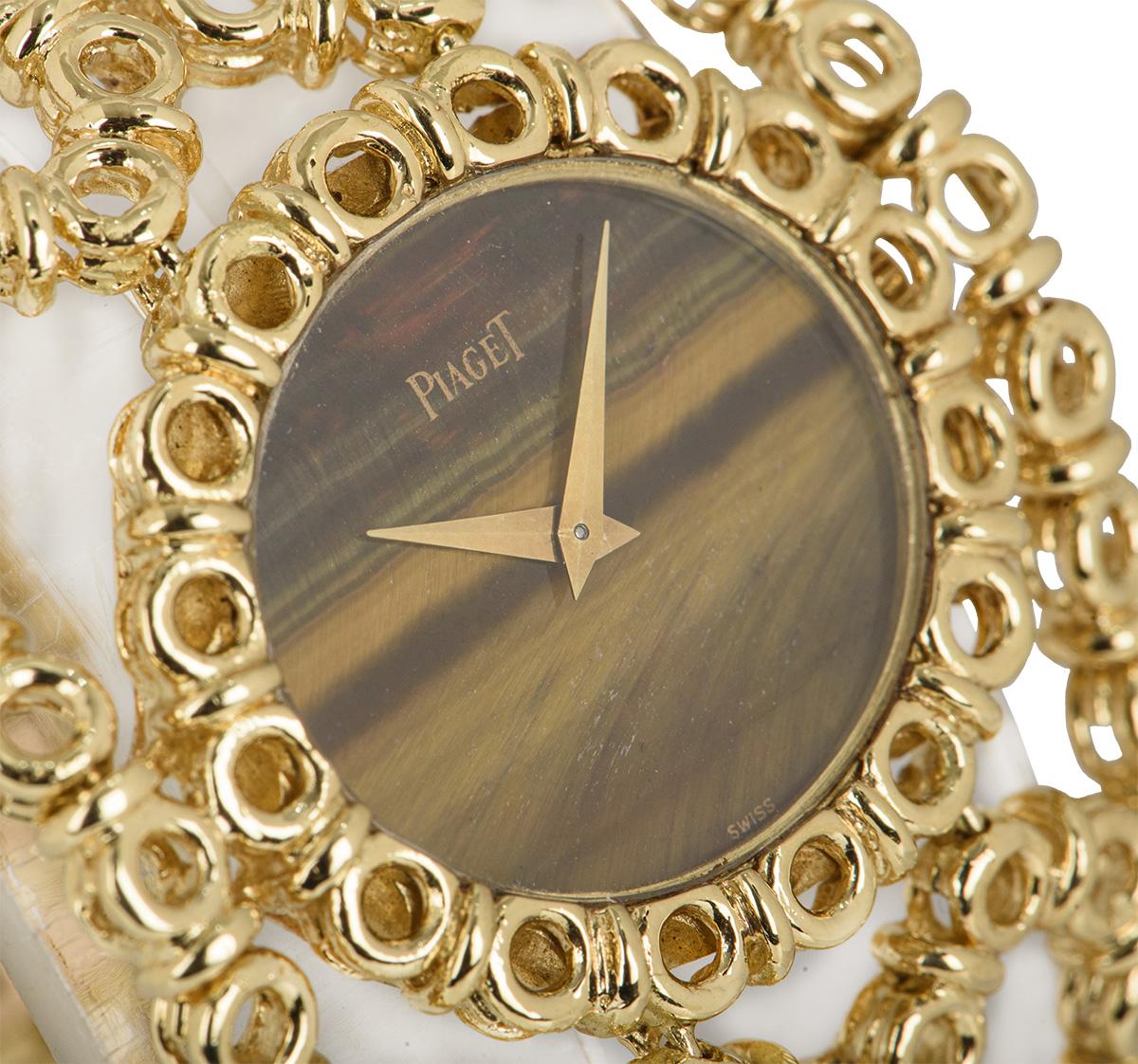 Piaget Cocktail Dress Watch Vintage Yellow Gold Tigers Eye Dial 9801 V2 6 In Excellent Condition In London, GB