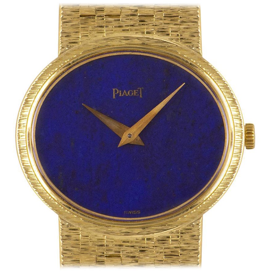 Piaget Cocktailkleid-Uhr für Damen aus 18 Karat Gelbgold mit Lapislazuli-Zifferblatt 9801 A6