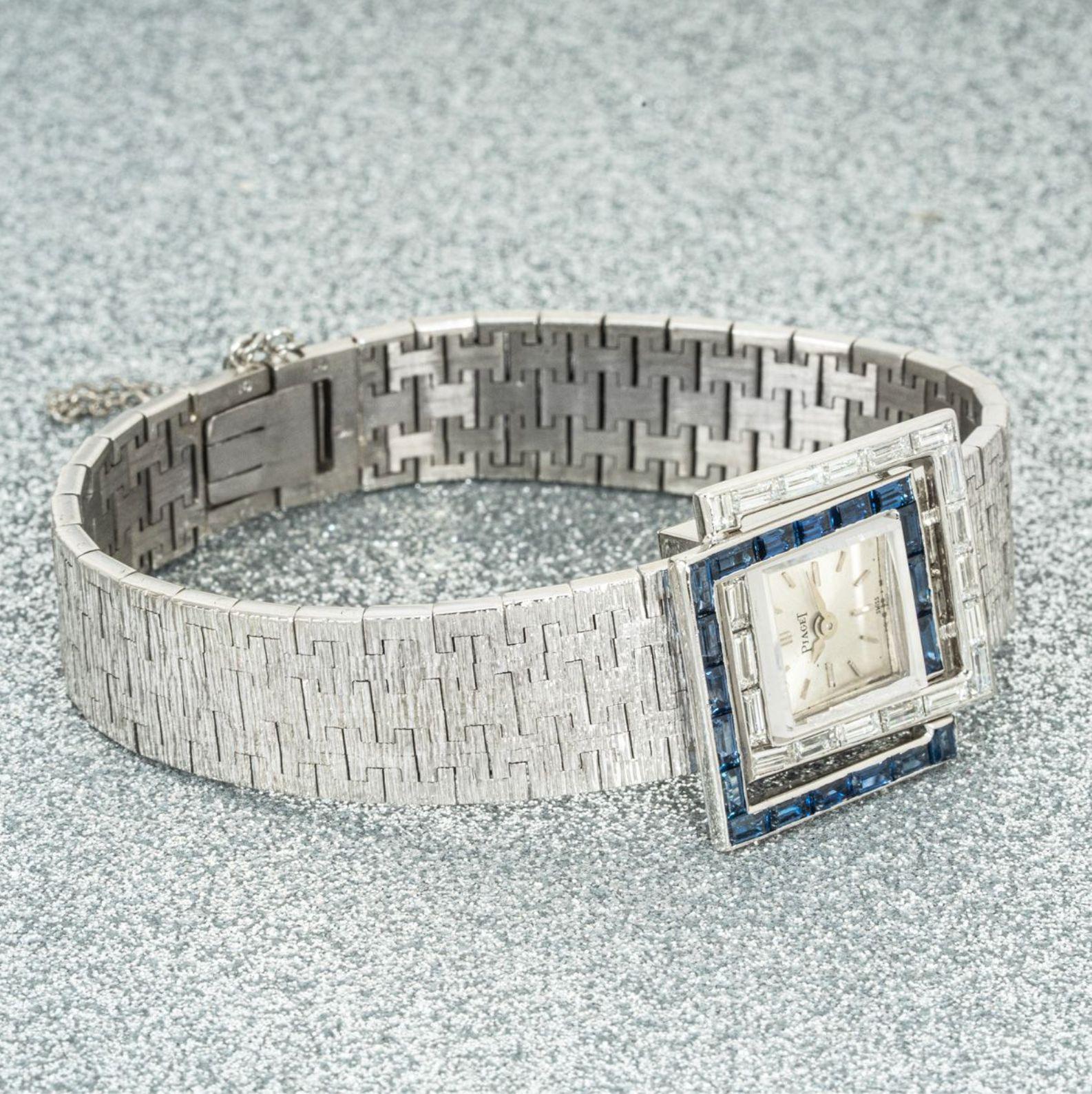 Baguette Cut Piaget Cocktail Watch Diamond & Sapphire Set 2504 Watch For Sale