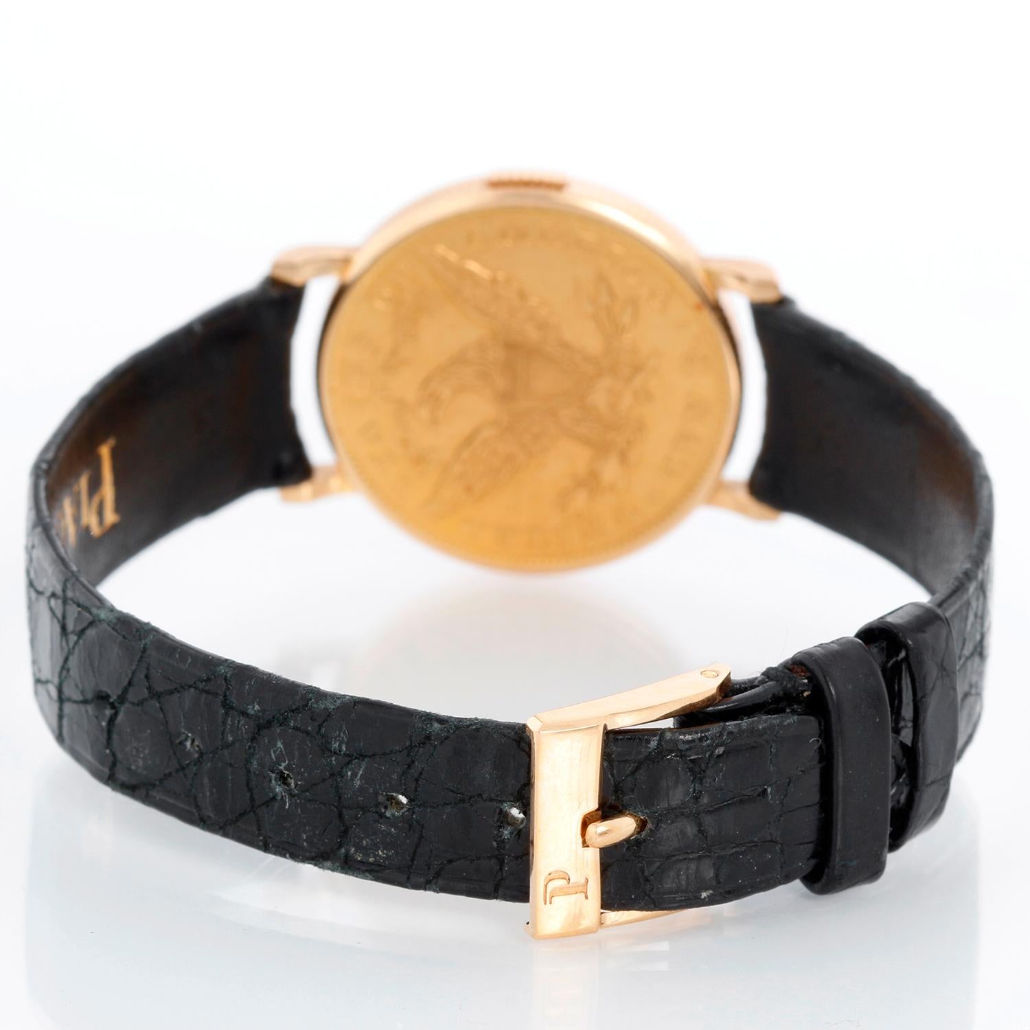 Piaget Coin Collection 18k Yellow Gold Watch In Excellent Condition For Sale In Dallas, TX