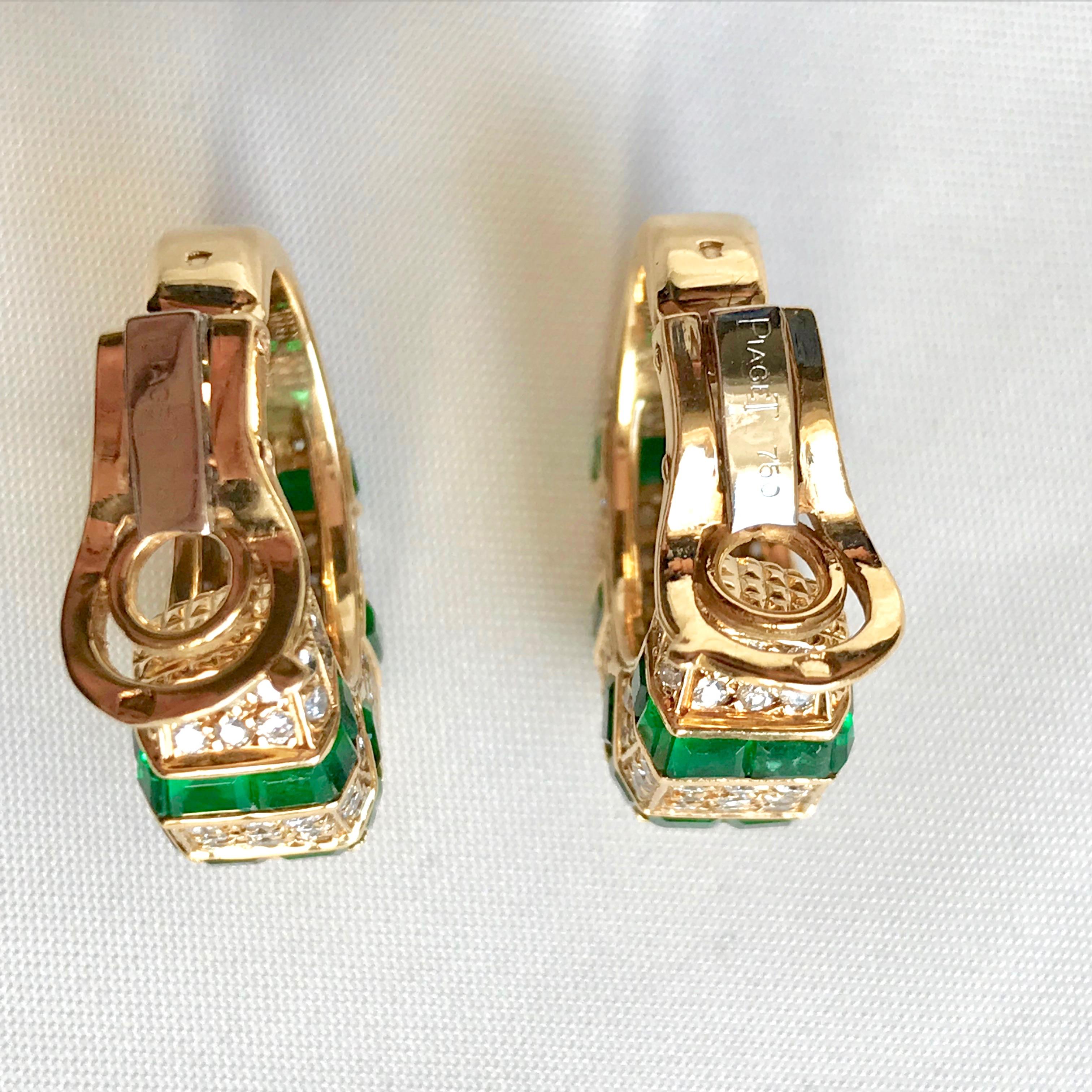 Piaget Boucles d'oreilles en or jaune 18 carats avec diamants et émeraudes en vente 7